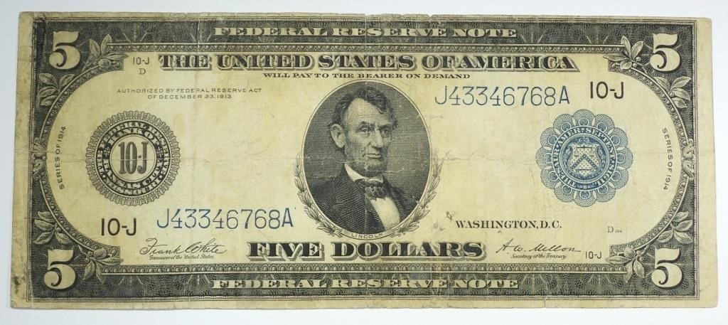 1914 $5 FEDERAL RESERVE NOTE