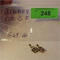 VINTAGE BIGNEY 12K G.F. EARRINGS 5.69 GRAMS