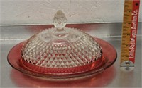 Indiana glass Ruby Flash butter dish, see pics