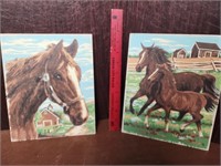 Vintage Paint by Number Horse, pair