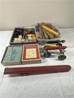 Vintage wood toys and blocks