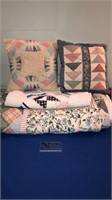 2 vintage quilts and pillows