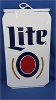 Miller Lite Can Metal Sign w/Adhesives on Back