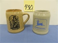 (2) Crockery Mugs - John Deere & Western