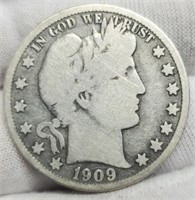 1909-O Barber Half Dollar VG10