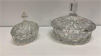 2 crystal covered candy dishes, one oval 4.5’’,