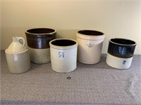 Collection of Stoneware Crocks & a Jug