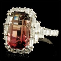 5.34ct Tourmaline & 1.31ctw Diam Ring in 18K Gold