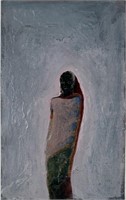 Ed Musante "Figure, Red Cape" Mixed Media 1990