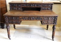 Louis XIII Style Oak Desk.