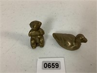 SOLID BRASS DUCK & BEAR