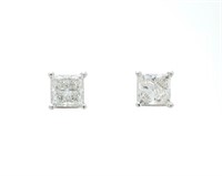 14kt Gold 6 CTW BIG Princess Diamond Stud Earrings