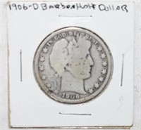 COIN - 1906-D SILVER BARBER HALF DOLLAR