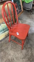 Little red childs wooden chair