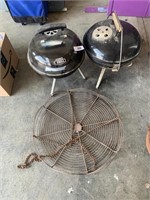 (2) Charcoal Grills & Hanging Grill Grate