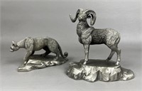 Hudson Pewter Cougar & Bighorn Sheep Figures