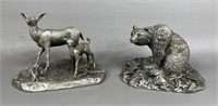 Hudson Pewter Grizzly Bear & Doe & Fawn Figures
