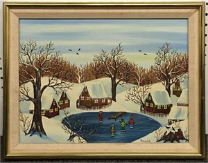 Signed Kowalski Winter Scene Oil On Canvas