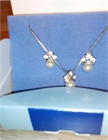 Avon CZ Heart Earrings & Necklace & Earring Set