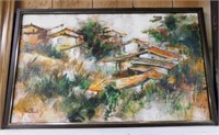 Mexican Rooftops original oil painting on canvas