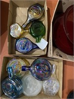 4 BOXES- MISC. HOUSEHOLD & CARNIVAL GLASS