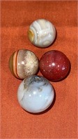 4 agate marbles 11/16”  - 13/16”