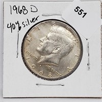 1968-D 40% Silver JFK Half $1 Dollar