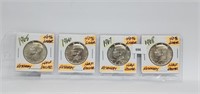 Four 1965-68 40% Silver JFK Half $1 Dollar