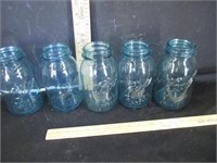 5 Blue Ball Jars