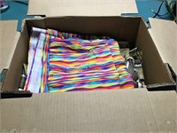 Box lot of curtains & lounge cushions