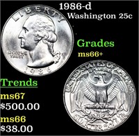 1986-d Washington Quarter 25c Grades GEM++ Unc