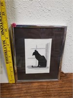 Framed Cat on Window Sill Picture