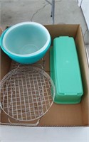TUPPERWARE AND METAL GRATES- CONTENTS OF BOX