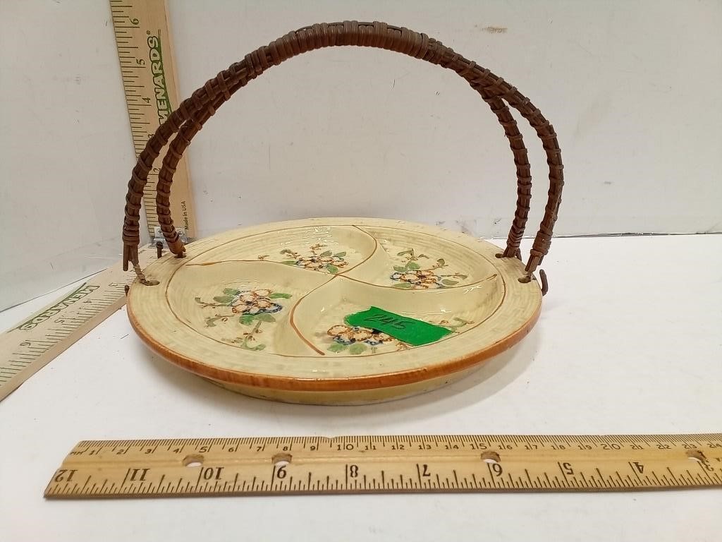 Vintage Divided Ceramic Serving Dish w/Handle