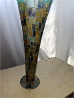 Tall Mosaic Glass Vase No Chips