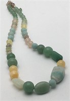 Stone/quartz Beaded Necklace With Sterling Clasp