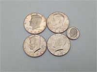 Kennedy Proof 1/2 Dollar & 1981 Proof Dime 5 Coins