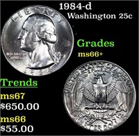 1984-d Washington Quarter 25c Grades GEM++ Unc