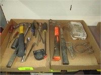 2 flats w/hammers, screwdrivers, misc