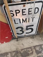 Metal speed limit sign
