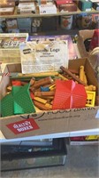 Box of Lincoln log toys