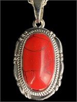 Red Agate Stone Pendant Necklace