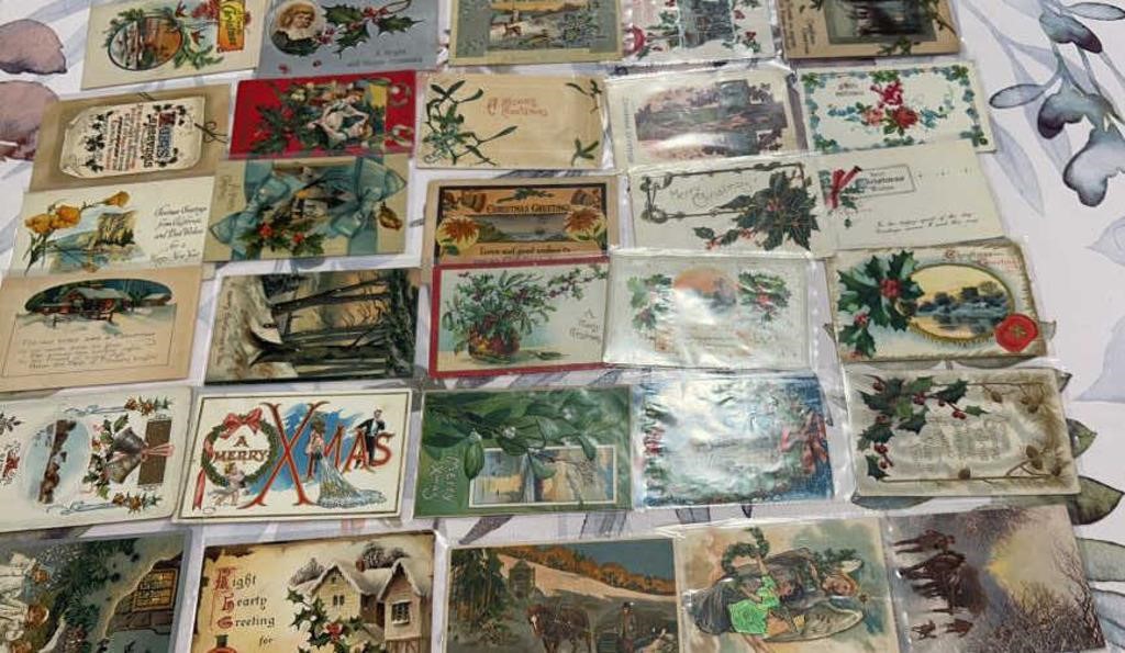 various embossed 1900s Christmas cards used