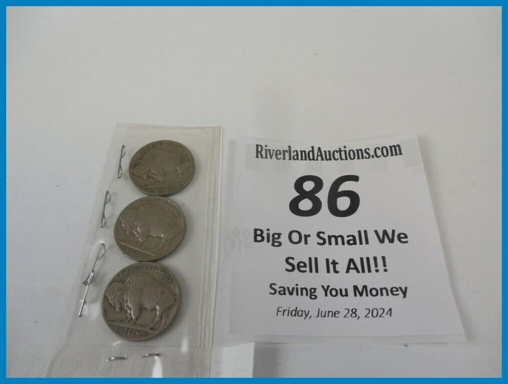 QTY 3 BUFFALO NICKELS - 2-1936 - 1-1937