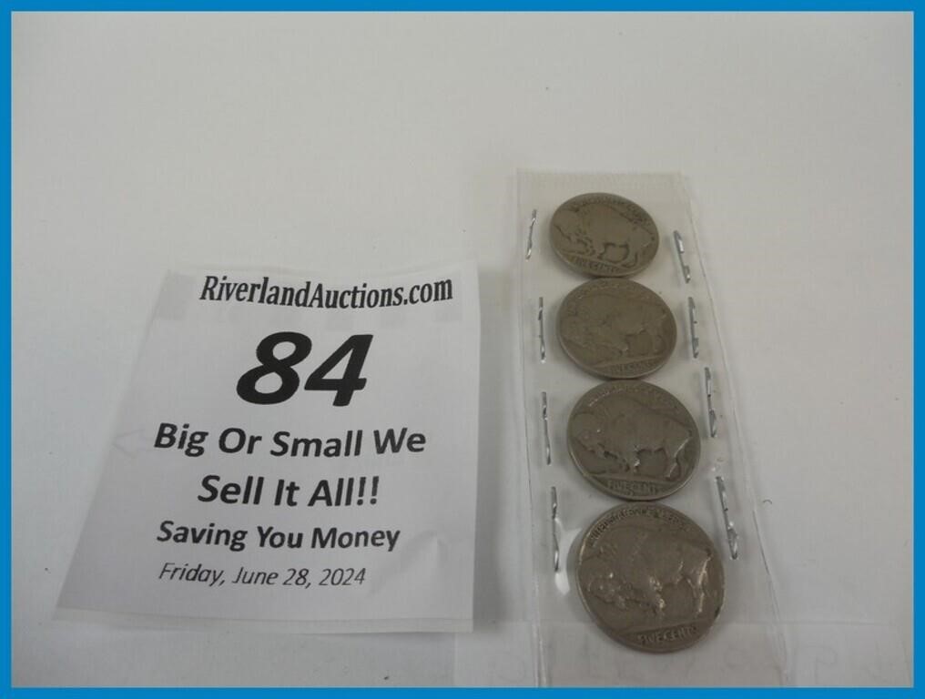 QTY 4 BUFFALO NICKELS - 1-1937-1-1936-1-1937