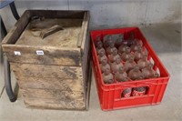 OIL CAN WITH WOODEN BOX & POP SHOP BOTTLES