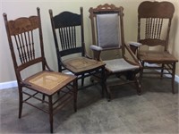 CHOICE ANTIQUE PRESSED BACK CHAIRS