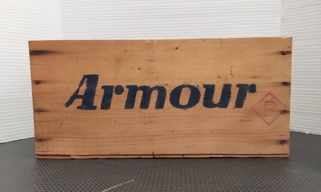 Armour's Star corned beef wooden crate.