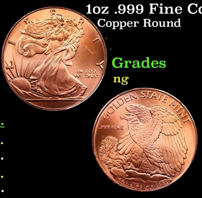 1oz .999 Fine Copper Bullion Round - Walking Liber