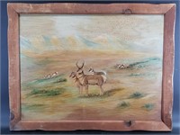 Antique painting 1940s in a wood frame NO SHIPPING